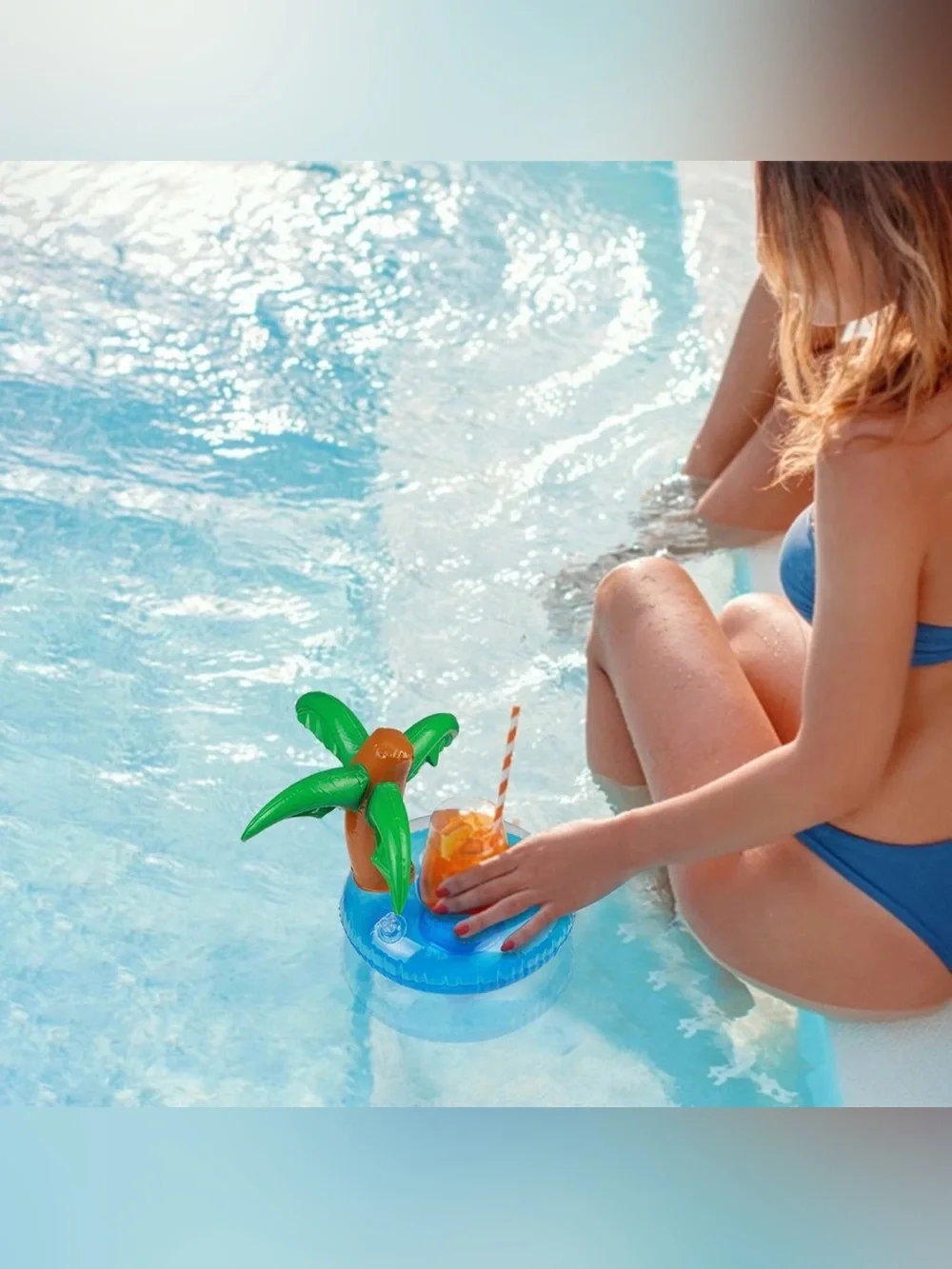 New Inflatable Drink Holder 4 Pack - Palm Tree Design